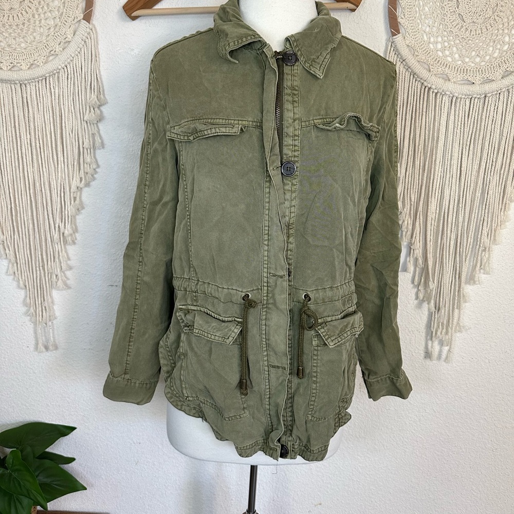 Cotton on olive green lyocell utility jacket size 8